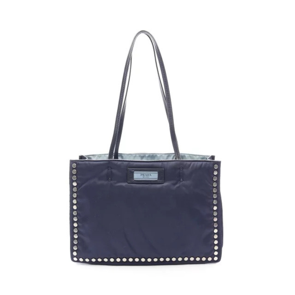 Prada TESSUTO Tote Bag Leather Navy Blue